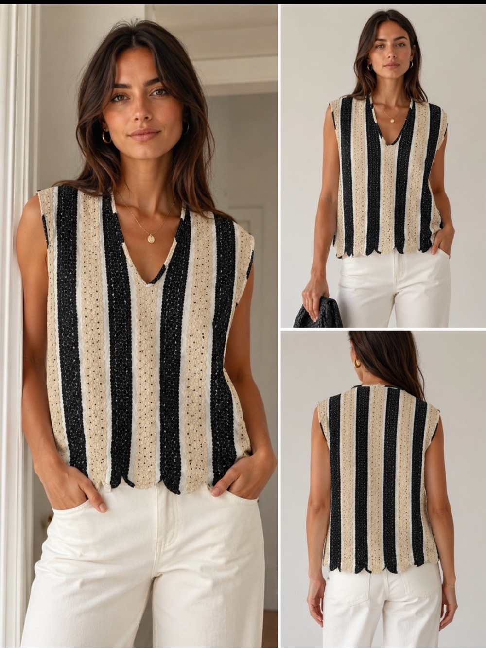 ESÁNT NWT Black Ivory Eyelet Embroidered
Cotton Sleeveless Top Size XS
